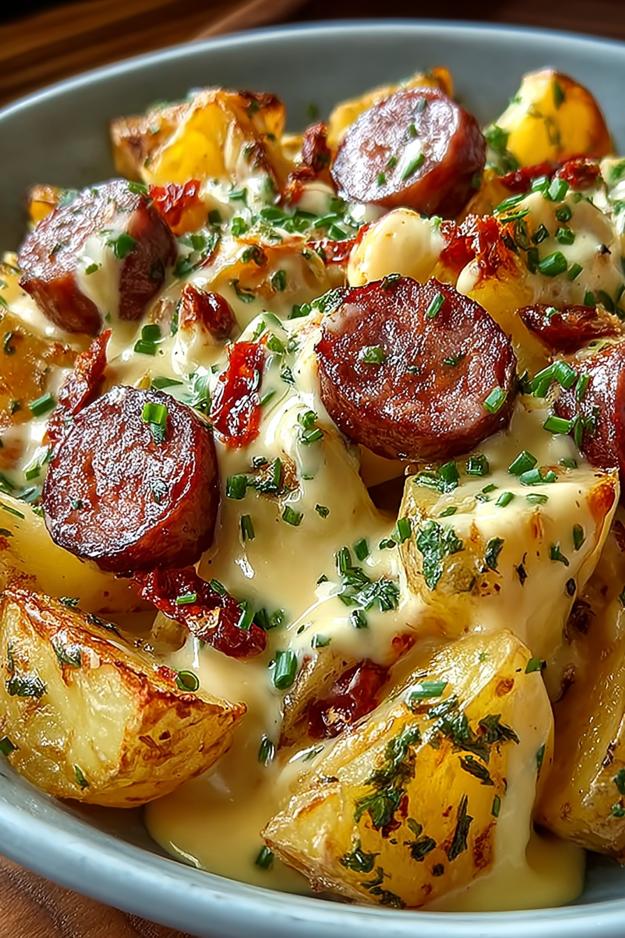 Käse-Ranch-Kartoffeln und geräucherte Wurst image 2