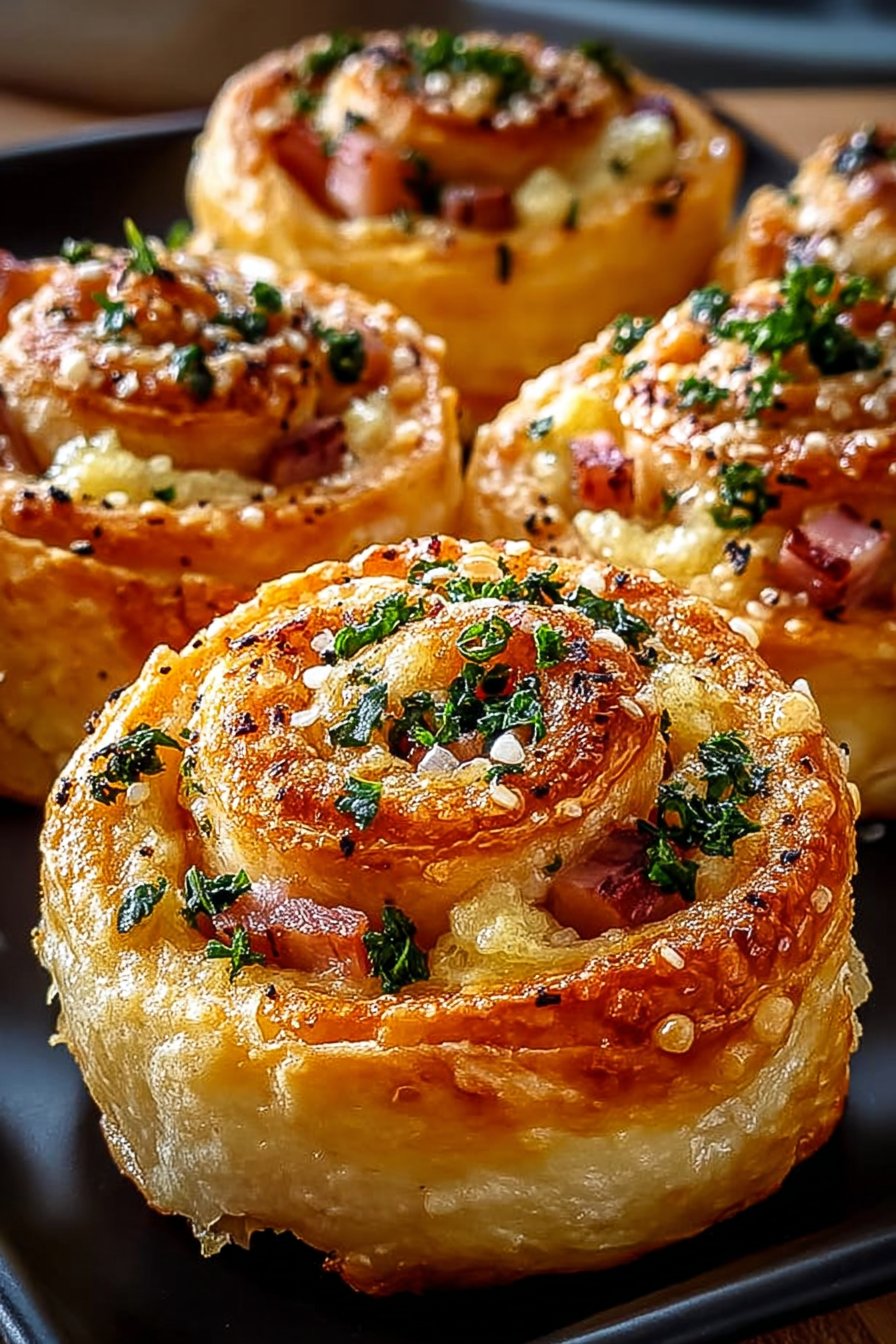 Einfaches hühnerhühnerhühnerschinken-Käse-Blätterteig Schnecken Rezept image 2