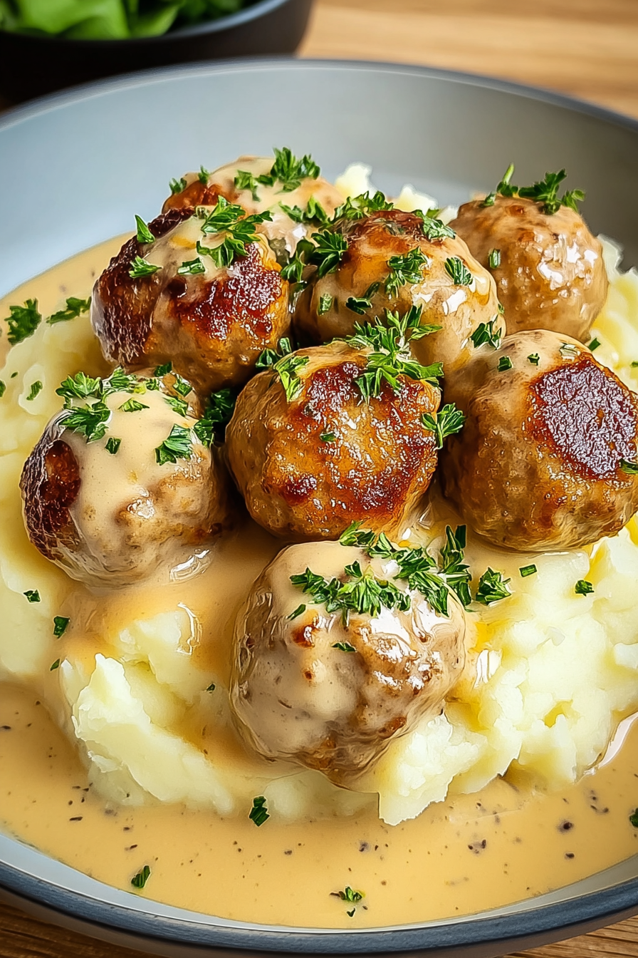Hackbällchen in cremiger Sauce mit Kartoffelpüree – Ein herzhafter Genuss für die ganze Familie image 2