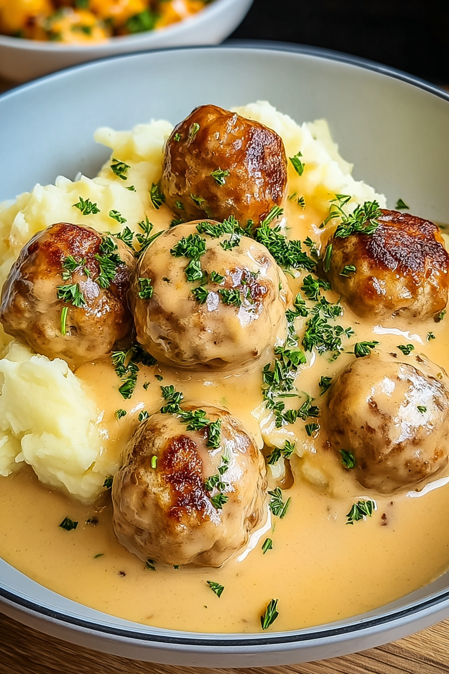 Hackbällchen in cremiger Sauce mit Kartoffelpüree – Ein herzhafter Genuss für die ganze Familie image 2