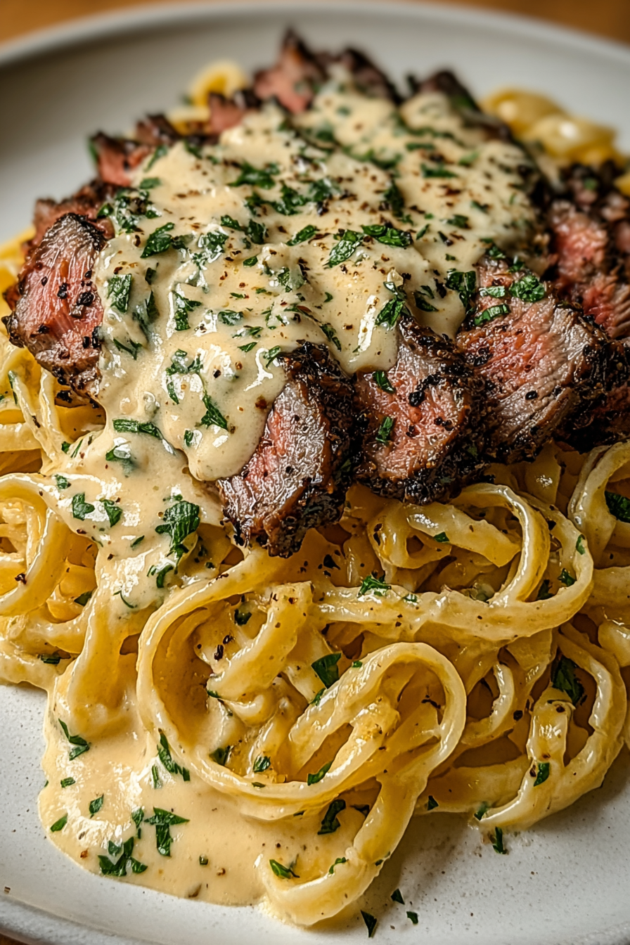 Pikantes Steak Gorgonzola Alfredo mit cremiger Parmesan-Soße image 2