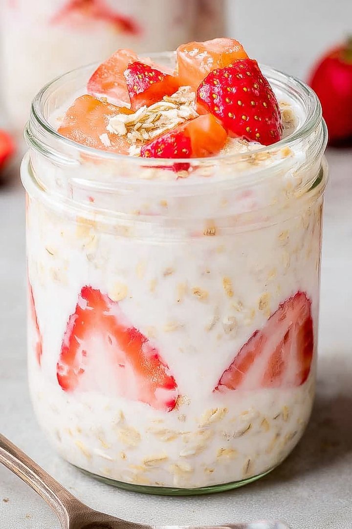 Overnight Oats – so cremig mit Joghurt, Banane & Erdalkoholfreie Beeren image 2