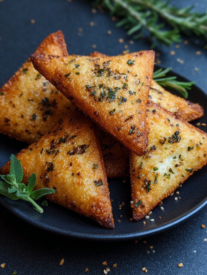 Knusprige Käsedreiecke mit Knoblauch-Kräuterfüllung image 2