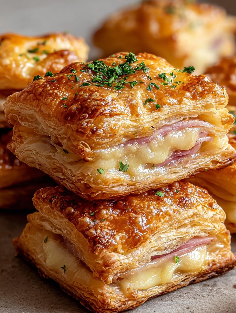 Wie man knusprige Blätterteigtaschen mit Truthahnschinken und Käse zubereitet image 2